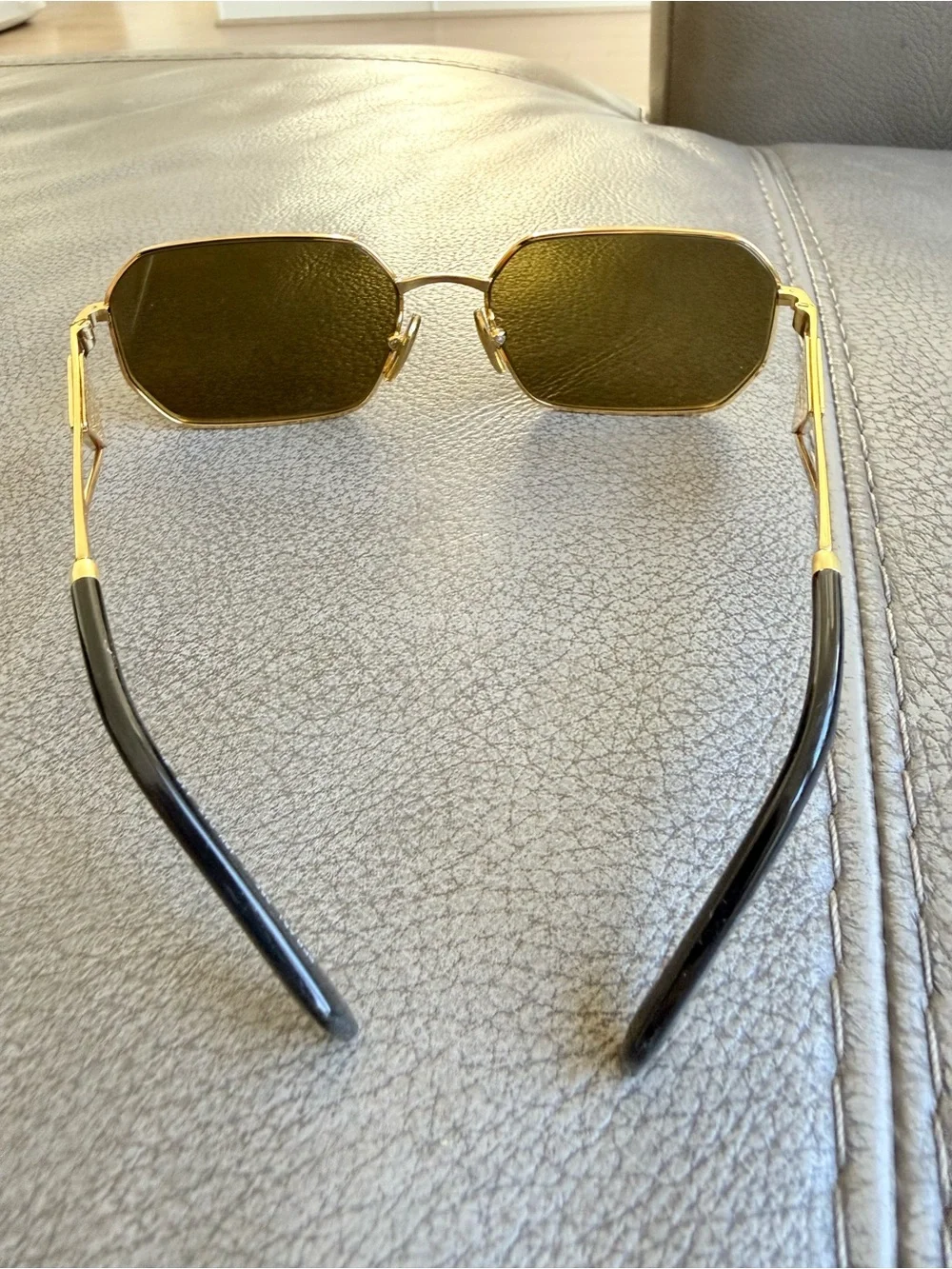 Prada Men’s Gold Frame with Brown Lenses Sunglasses PR A51S
